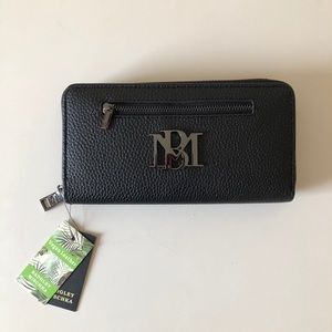 Badgley Mischka Black Zip-Around Clutch Wallet